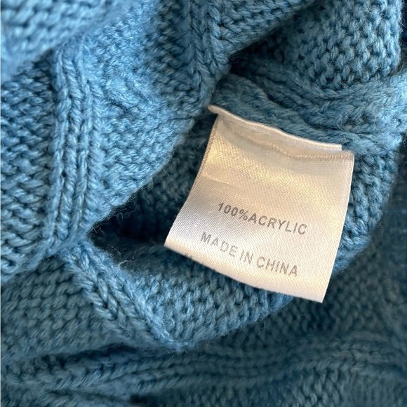 ZESICA NWOT Light Blue Knit Sweater Set Cozy Lounge Shorts & Long Sleeve Top L - Picture 7 of 7